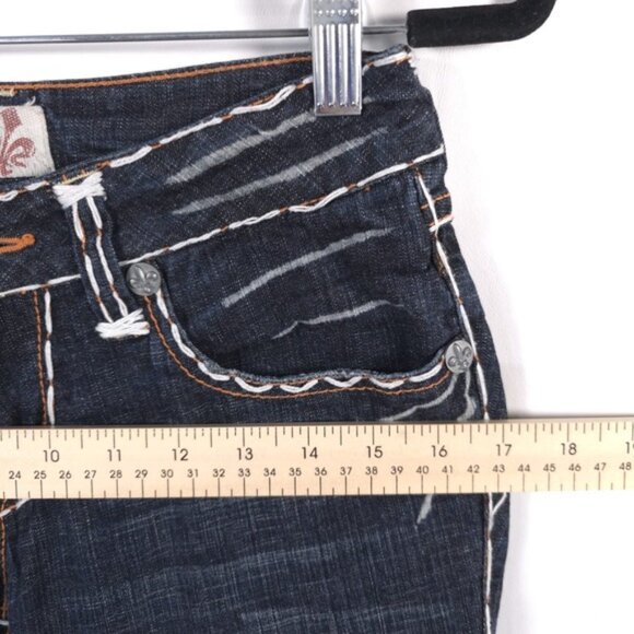 LAGUNA BEACH Women Jeans Embroidered Straight Flare USA MADE ND1010P Y2K Size 27 - Picture 6 of 13